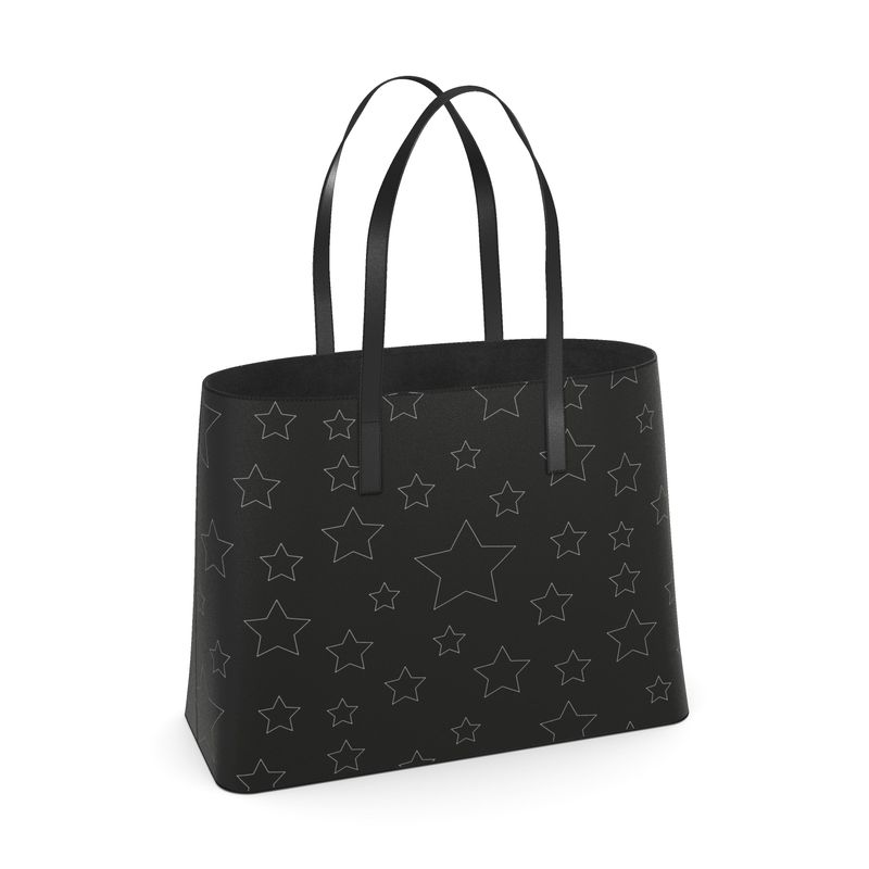 UNTITLED BOUTIQUE Black Leather Kika Stars Tote Bag - Limited Edition