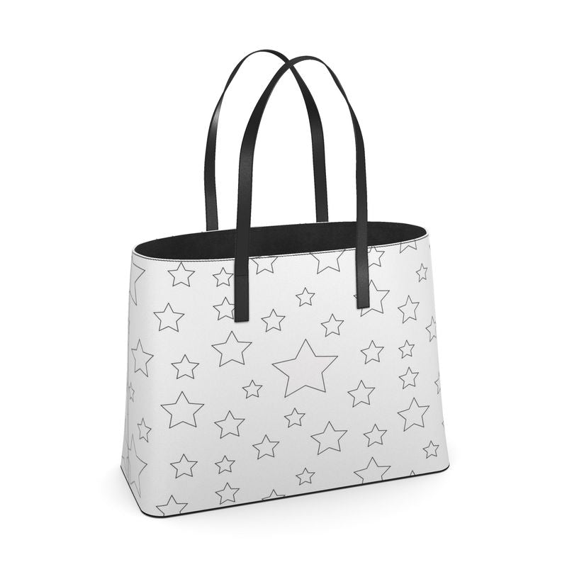 UNTITLED BOUTIQUE White Kika Leather Constellation Star Tote Bag - Limited Edition
