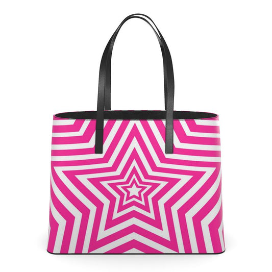 UNTITLED BOUTIQUE Pink and White Kika Leather Star Tote Bag - Limited Edition