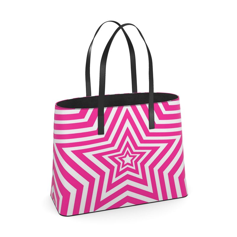 UNTITLED BOUTIQUE Pink and White Kika Leather Star Tote Bag - Limited Edition