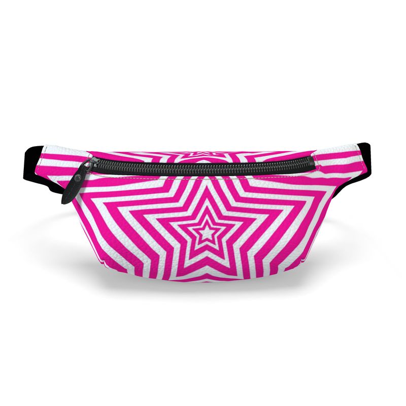 UNTITLED BOUTIQUE Pink and White Leather Star Fanny Pack - Limited Edition