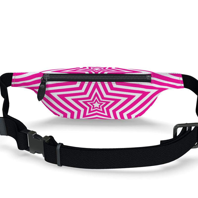 UNTITLED BOUTIQUE Pink and White Leather Star Fanny Pack - Limited Edition