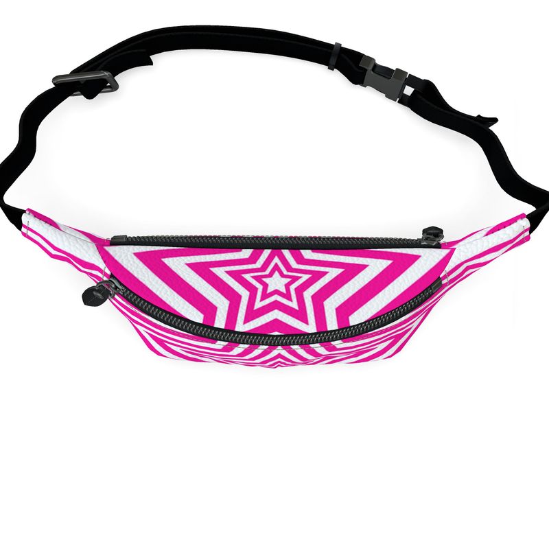 UNTITLED BOUTIQUE Pink and White Leather Star Fanny Pack - Limited Edition