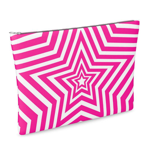 UNTITLED BOUTIQUE Pink and White Leather Star Clutch Bag - Limited Edition