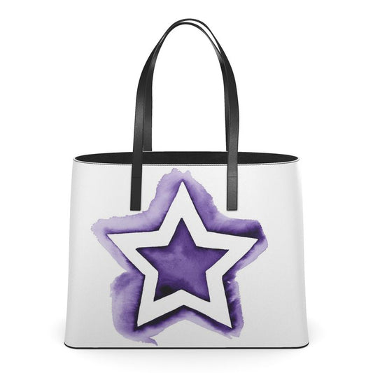 UNTITLED BOUTIQUE White and Purple Kika Leather Star Tote Bag - Limited Edition