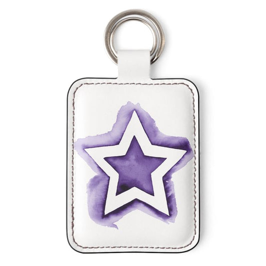 UNTITLED BOUTIQUE White and Purple Leather Stars Keyring