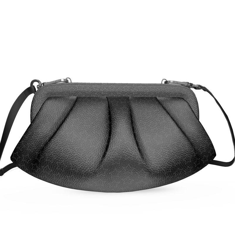 UNTITLED BOUTIQUE Black Leather Stars Pleated Bag - Limited Edition