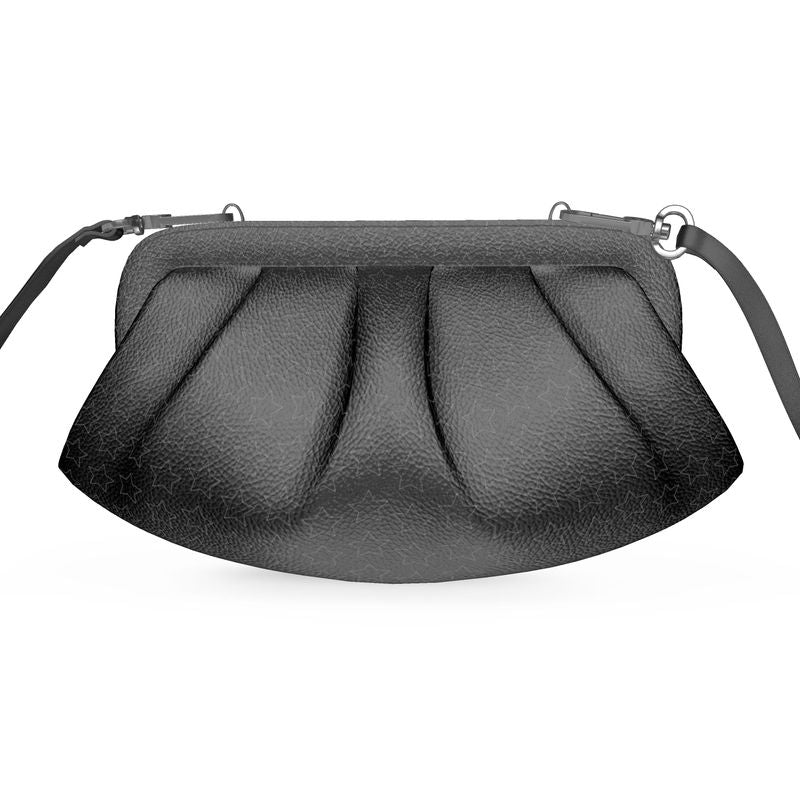 UNTITLED BOUTIQUE Black Leather Stars Pleated Bag - Limited Edition
