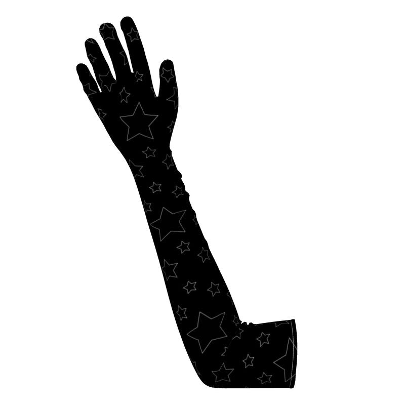 UNTITLED BOUTIQUE Black Velour Constellation Stars Long Gloves
