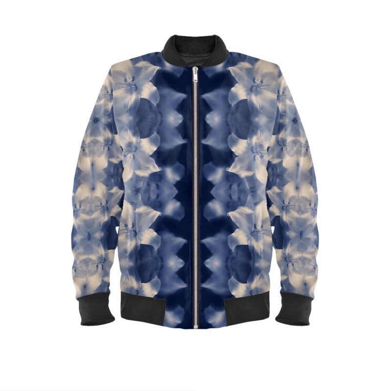 UNTITLED x Indira Cesarine "Blue Lillies" Kaleidoscopic Bomber Jacket - Limited Edition