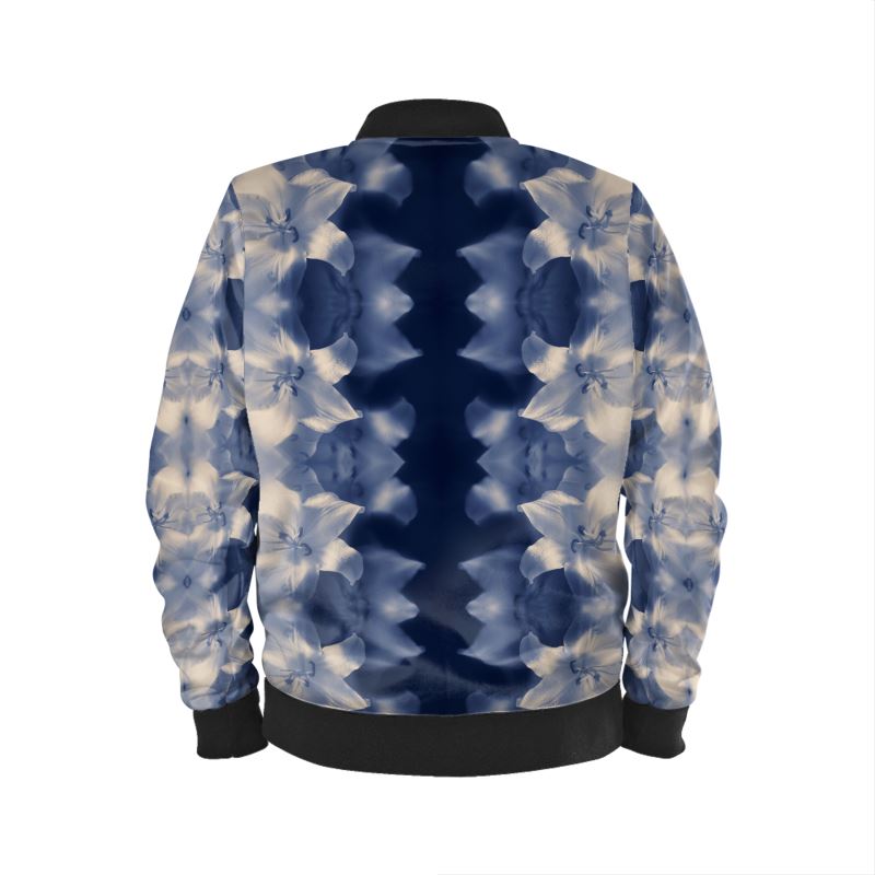 UNTITLED x Indira Cesarine "Blue Lillies" Kaleidoscopic Bomber Jacket - Limited Edition