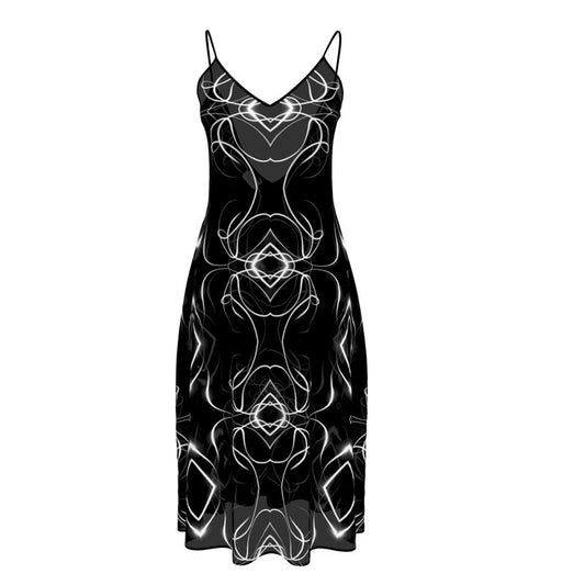 UNTITLED x Indira Cesarine "Lumière" Series Black and White Kaleidoscopic Sleeveless Midi Dress - Limited Edition