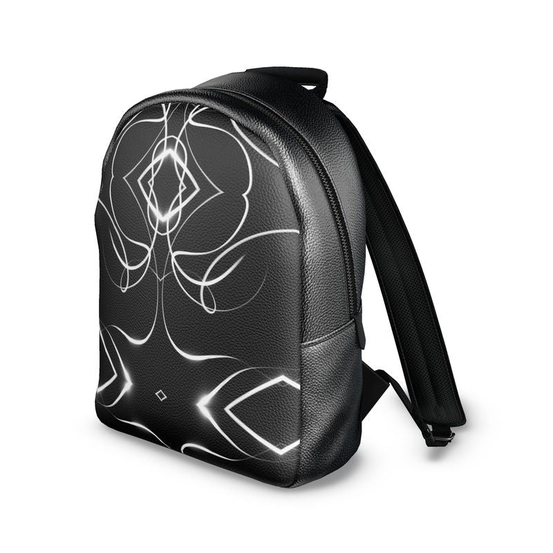 UNTITLED x Indira Cesarine "Lumière" Series Black and White Kaleidoscopic Colville Leather Backpack - Limited Edition