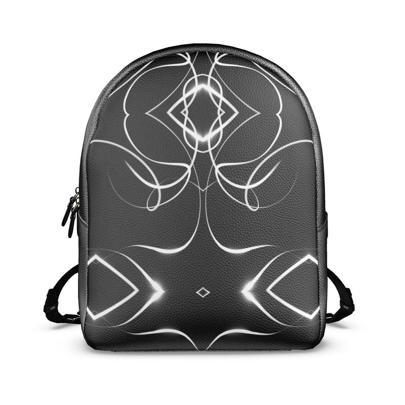 UNTITLED x Indira Cesarine "Lumière" Series Black and White Kaleidoscopic Colville Leather Backpack - Limited Edition