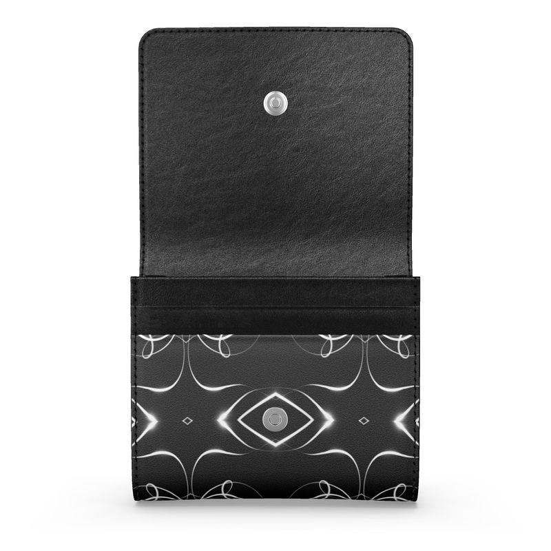 UNTITLED x Indira Cesarine "Lumière" Series Black and White Kaleidoscopic Small Leather Foldover Wallet - Limited Edition