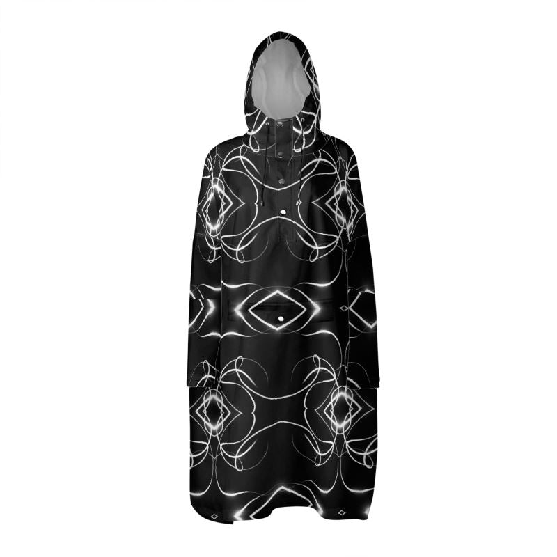 UNTITLED x Indira Cesarine "Lumière" Series Black and White Kaleidoscopic Pullover Rain Poncho - Limited Edition