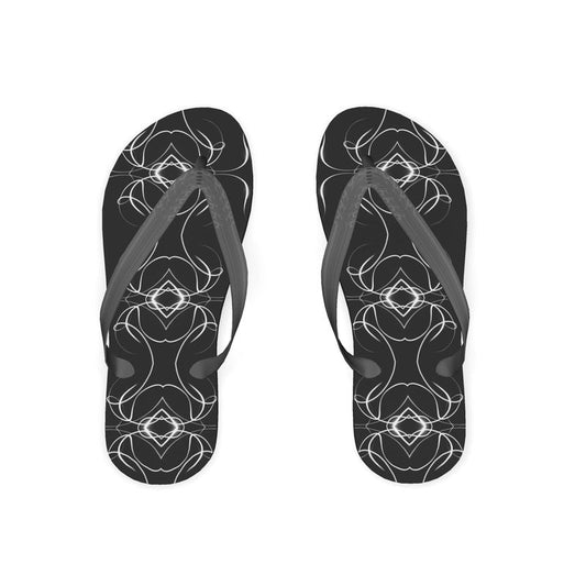 UNTITLED x Indira Cesarine "Lumière" Series Black and White Kaleidoscopic Flip Flops - Limited Edition