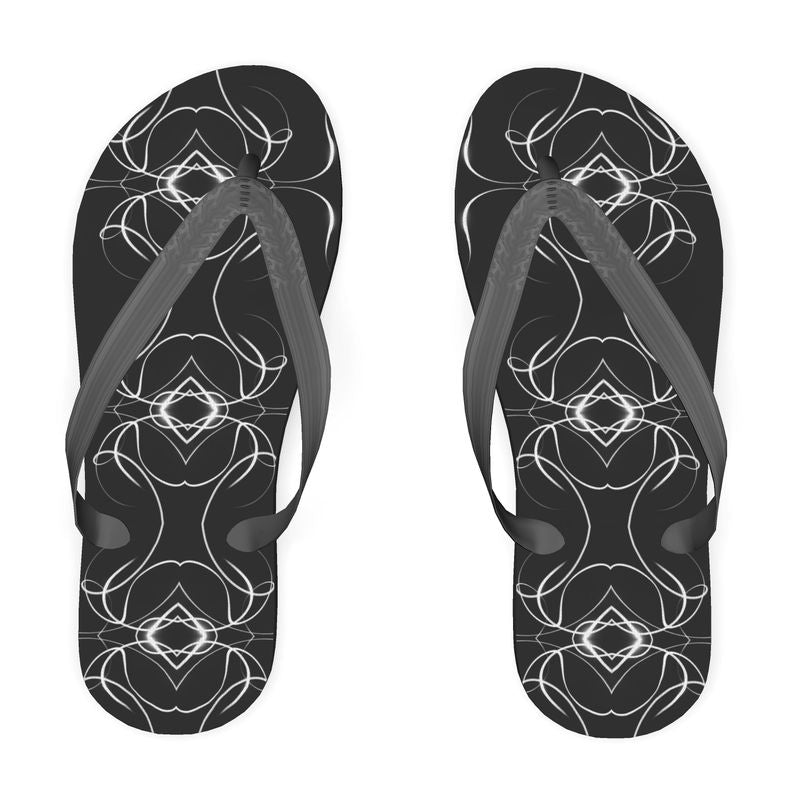 UNTITLED x Indira Cesarine "Lumière" Series Black and White Kaleidoscopic Flip Flops - Limited Edition