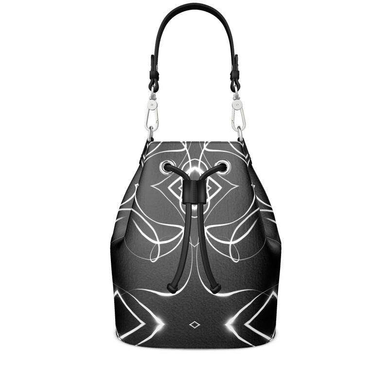 UNTITLED x Indira Cesarine "Lumière" Series Black and White Kaleidoscopic Bucket Bag - Limited Edition