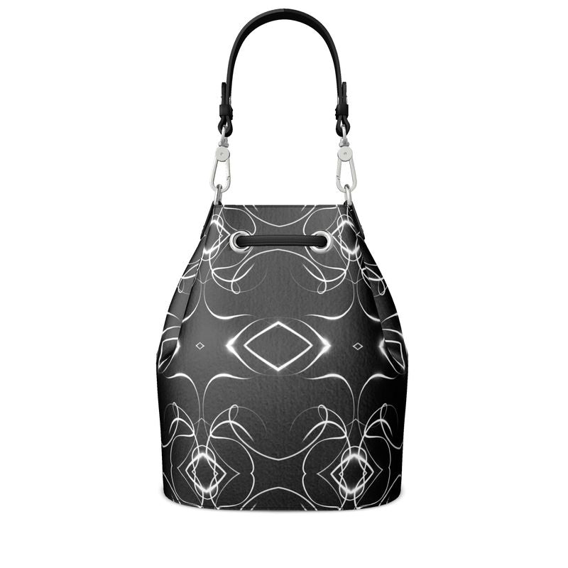 UNTITLED x Indira Cesarine "Lumière" Series Black and White Kaleidoscopic Bucket Bag - Limited Edition