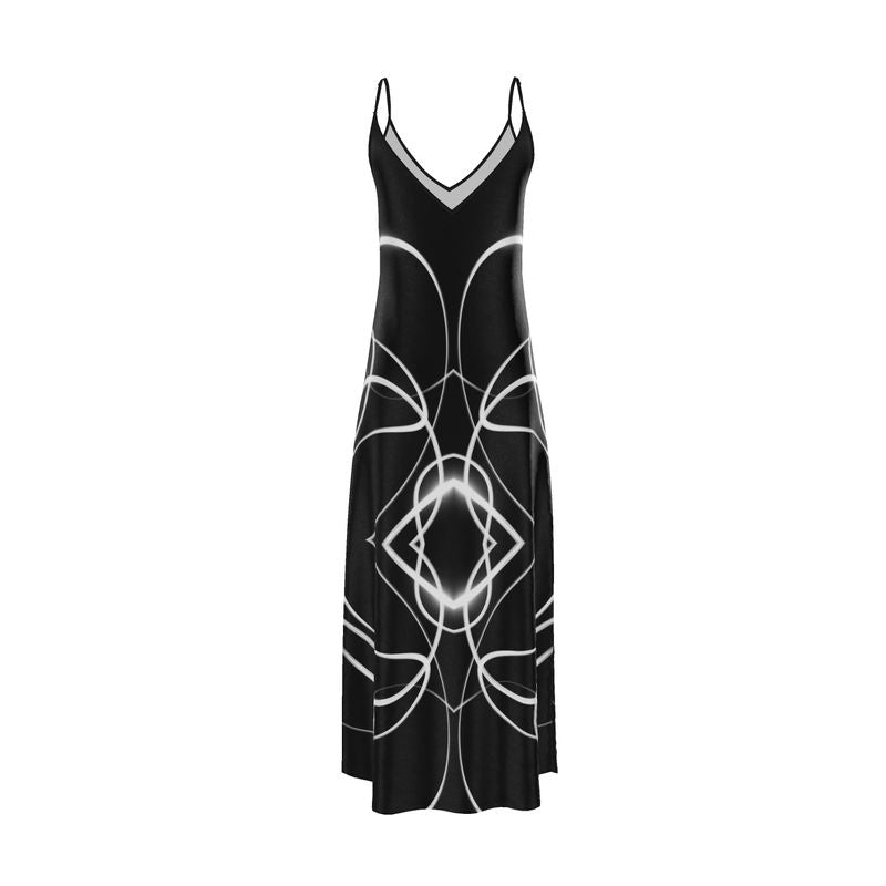 UNTITLED x Indira Cesarine "Lumière" Series Black and White Kaleidoscopic Slip Dress - Limited Edition