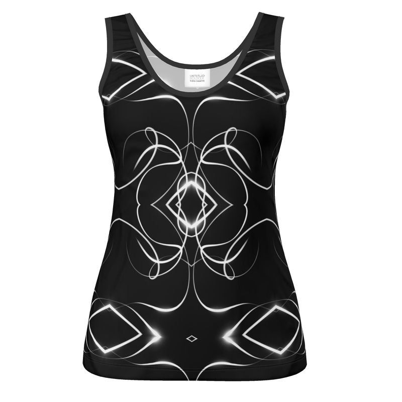 UNTITLED x Indira Cesarine "Lumière" Series Black and White Kaleidoscopic Ladies Tank Top - Limited Edition