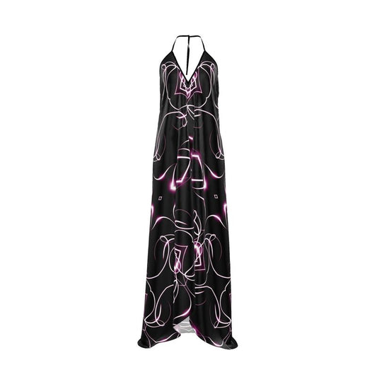 UNTITLED x Indira Cesarine "Lumière" Series Black and Pink Kaleidoscopic Halter Neck Backless Dress - Limited Edition