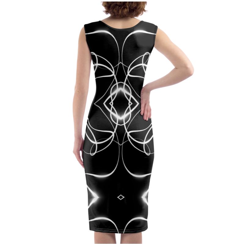 UNTITLED x Indira Cesarine "Lumière" Series Black and White Bodycon Kaleidoscopic Dress - Limited Edition