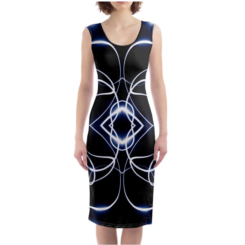 UNTITLED x Indira Cesarine "Lumière" Series Black and Blue Kaleidoscopic Bodycon Dress - Limited Edition