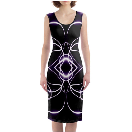 UNTITLED x Indira Cesarine "Lumière Series" Black and Violet Kaleidoscopic Bodycon Dress - Limited Edition