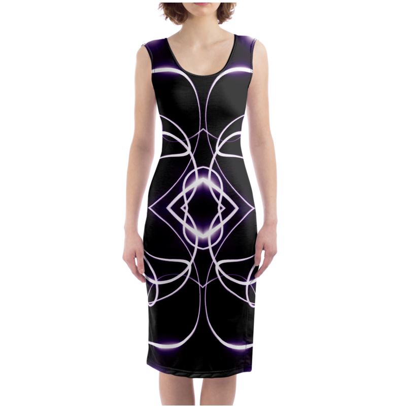 UNTITLED x Indira Cesarine "Lumière" Series Black and Violet Kaleidoscopic Bodycon Dress - Limited Edition