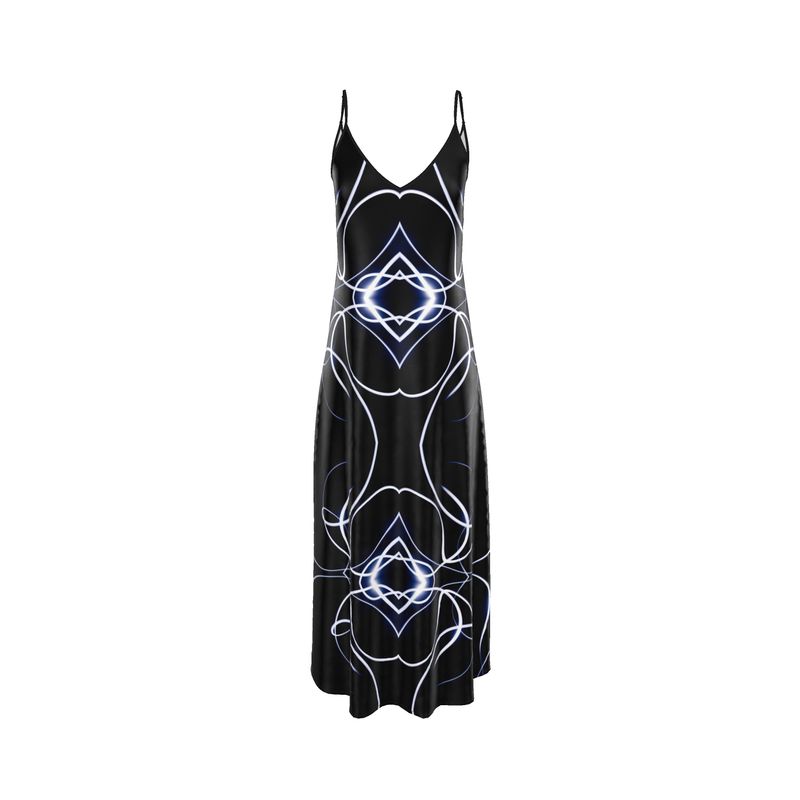 UNTITLED x Indira Cesarine "Lumière" Series Black and Blue Kaleidoscopic Slip Dress - Limited Edition