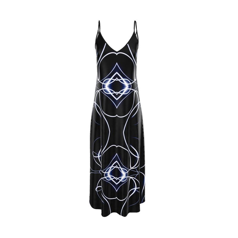 UNTITLED x Indira Cesarine "Lumière" Series Black and Blue Kaleidoscopic Slip Dress - Limited Edition