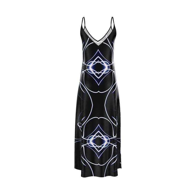 UNTITLED x Indira Cesarine "Lumière" Series Black and Blue Kaleidoscopic Slip Dress - Limited Edition