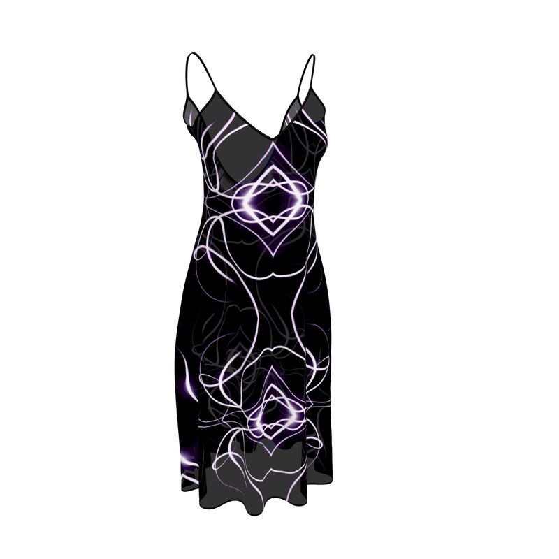 UNTITLED x Indira Cesarine "Lumière" Series Black and Violet Kaleidoscopic Sleeveless Midi Dress - Limited Edition