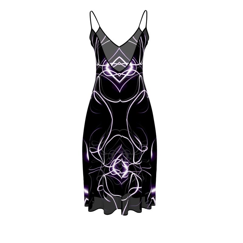 UNTITLED x Indira Cesarine "Lumière" Series Black and Violet Kaleidoscopic Sleeveless Midi Dress - Limited Edition