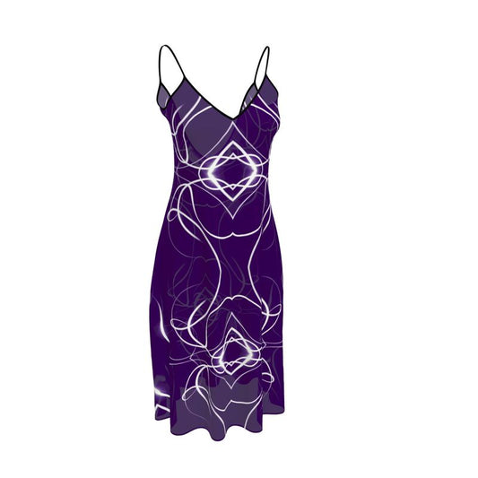 UNTITLED x Indira Cesarine "Lumière" Series Violet and White Kaleidoscopic Sleeveless Midi Dress - Limited Edition