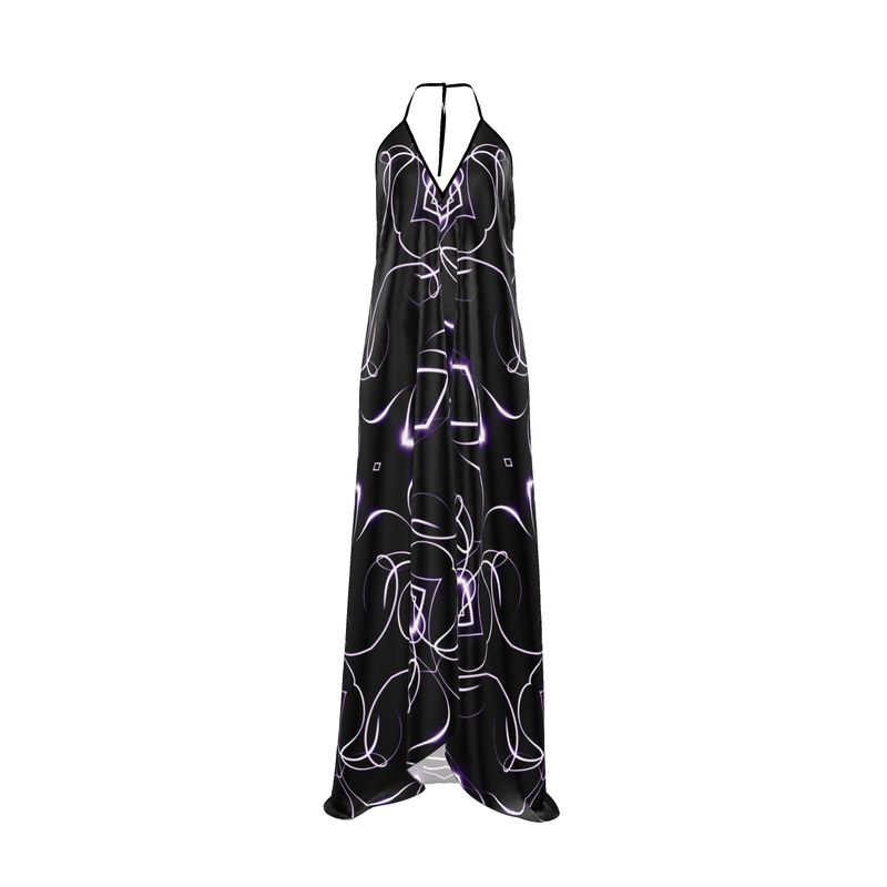 UNTITLED x Indira Cesarine "Lumière" Series Black and Violet Kaleidoscopic Halter Neck Backless Dress - Limited Edition