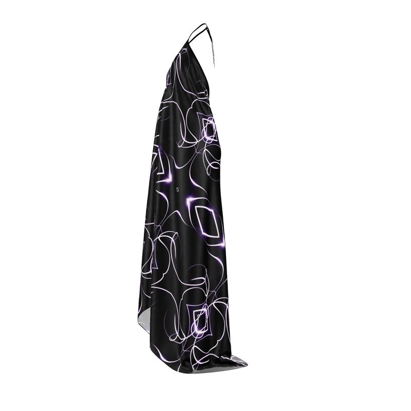 UNTITLED x Indira Cesarine "Lumière" Series Black and Violet Kaleidoscopic Halter Neck Backless Dress - Limited Edition