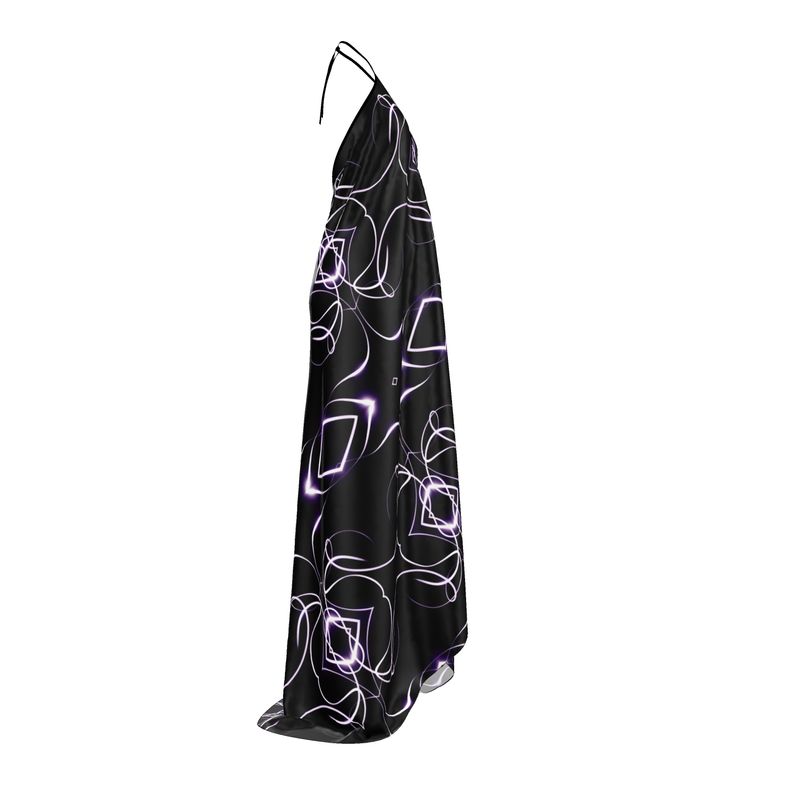 UNTITLED x Indira Cesarine "Lumière" Series Black and Violet Kaleidoscopic Halter Neck Backless Dress - Limited Edition