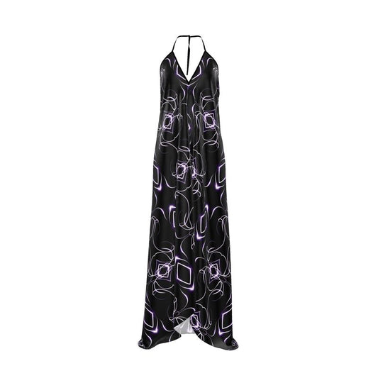 UNTITLED x Indira Cesarine "Lumière" Series Black and Violet Kaleidoscopic Halter Neck Backless Dress - Limited Edition