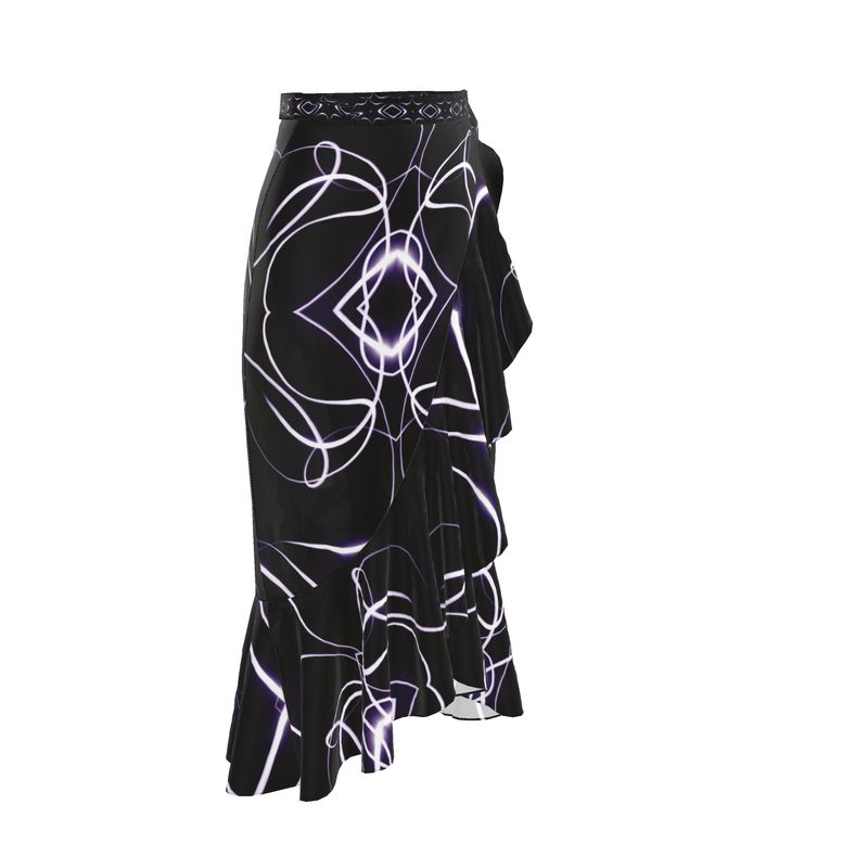 UNTITLED x Indira Cesarine "Lumière" Series Black and Violet Kaleidoscopic Flounce Skirt - Limited Edition