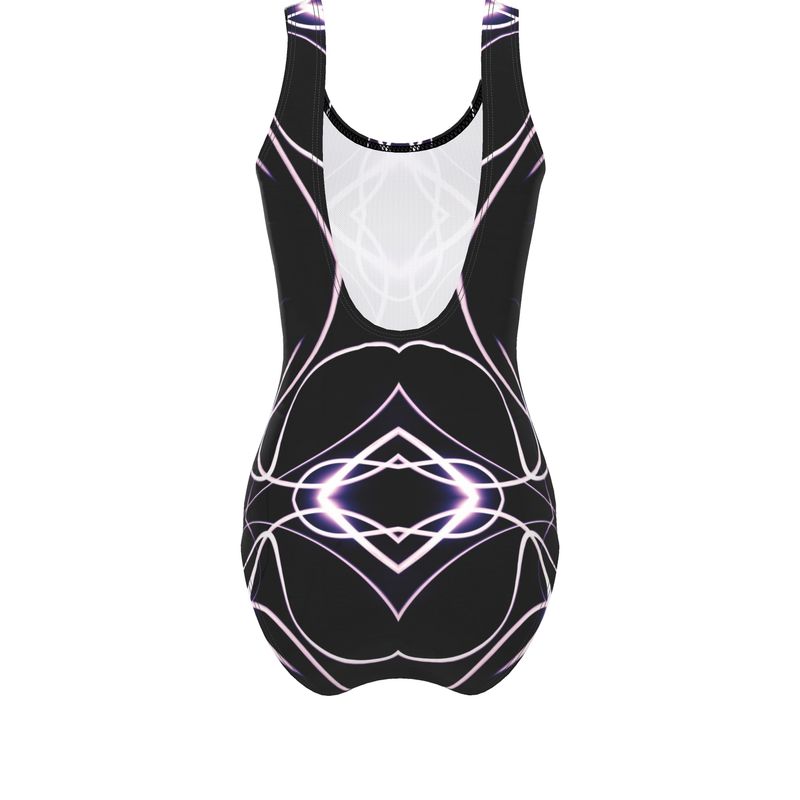 UNTITLED x Indira Cesarine "Lumière" Series Black and Violet-Pink Kaleidoscopic Swimsuit - Limited Edition