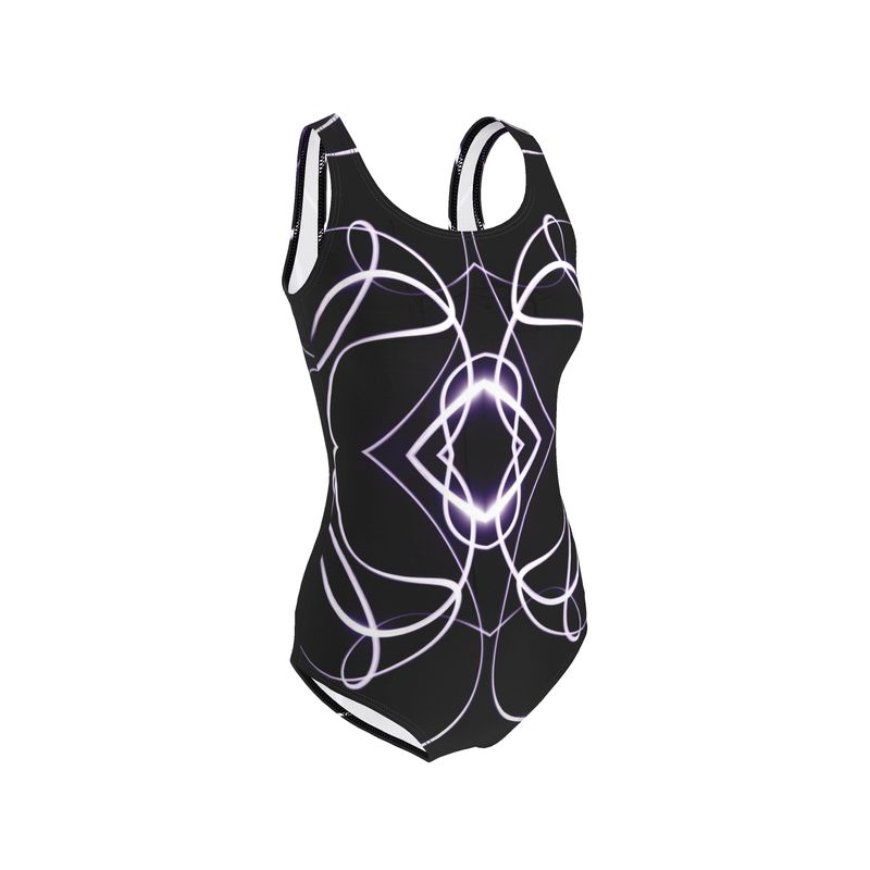 UNTITLED x Indira Cesarine "Lumière" Series Black and Violet-Pink Kaleidoscopic Swimsuit - Limited Edition