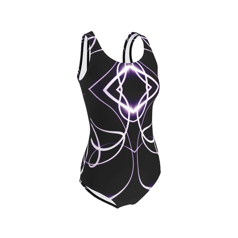 UNTITLED x Indira Cesarine "Lumière" Series Black and Violet Kaleidoscopic Swimsuit - Limited Edition