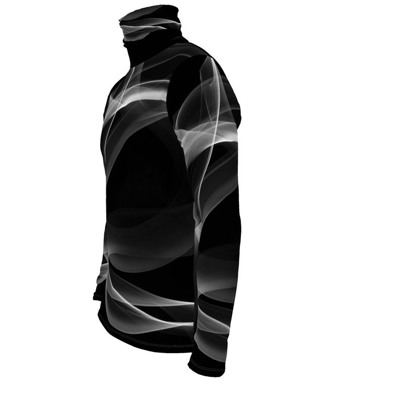 UNTITLED x Indira Cesarine "Lumière" Series Black and White Mens Smoke Slim Fit Turtleneck - Limited Edition