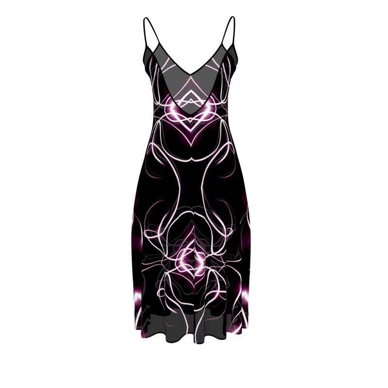 UNTITLED x Indira Cesarine "Lumière" Series Black and Pink Kaleidoscopic Sleeveless Midi Dress - Limited Edition