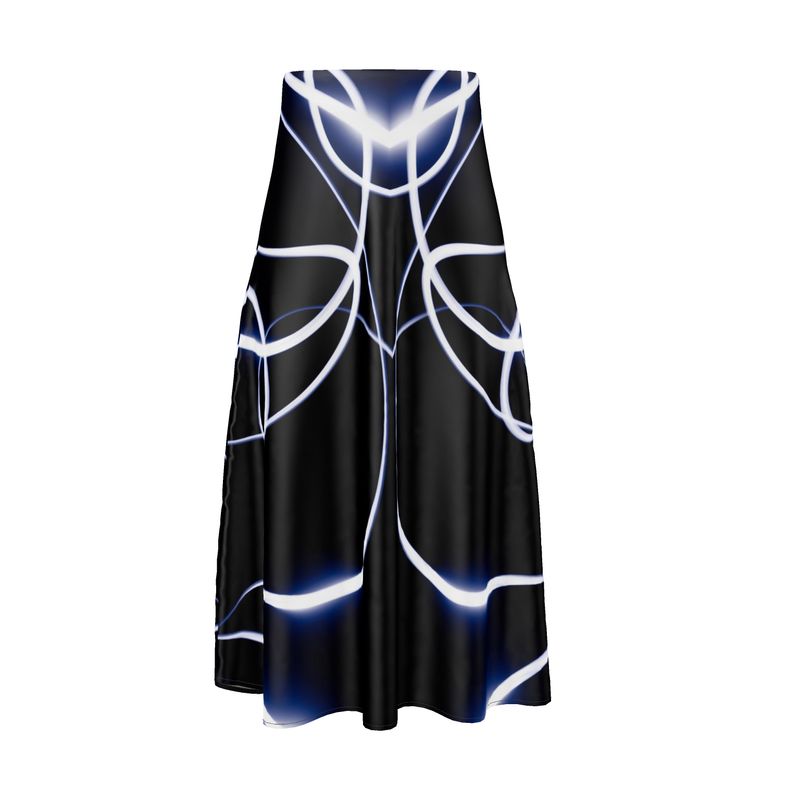 UNTITLED x Indira Cesarine "Lumière" Series Black and Blue Kaleidoscopic Midi Skirt - Limited Edition
