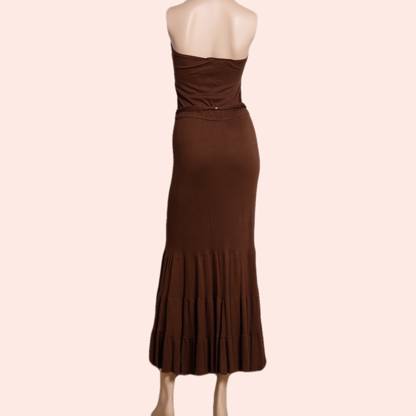 DIANE VON FURSTENBERG Brown Strapless Maxi Dress