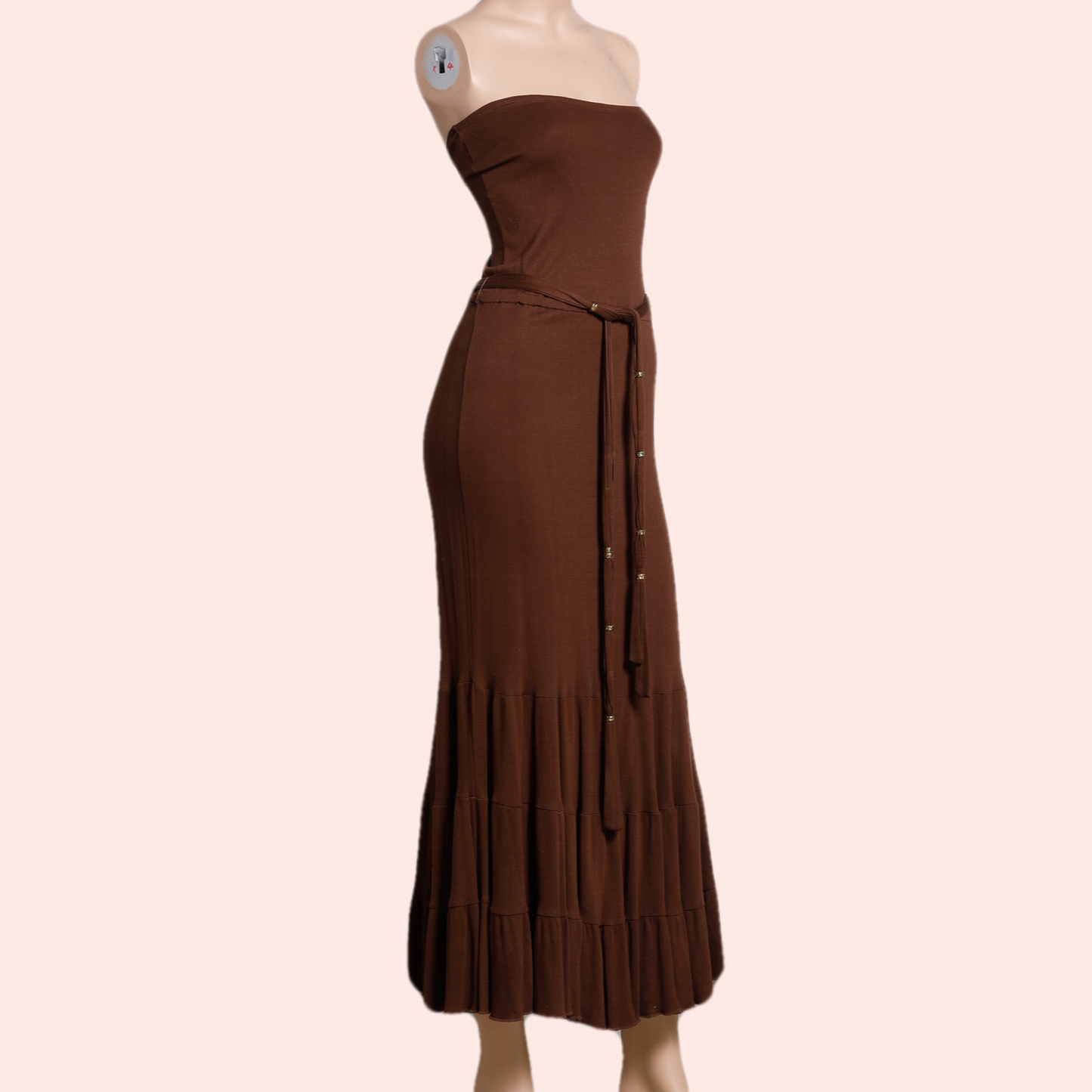 DIANE VON FURSTENBERG Brown Strapless Maxi Dress